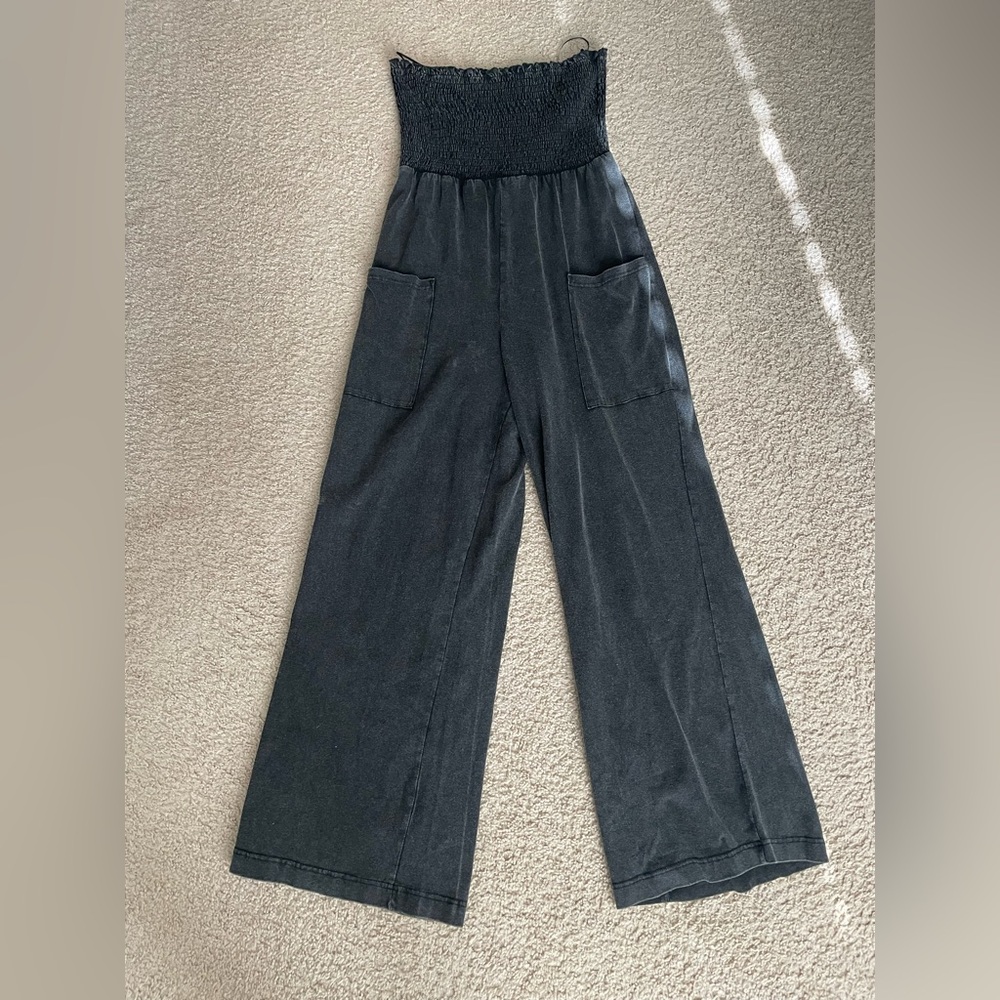 Eesome Charcoal Smocked Jumpsuit